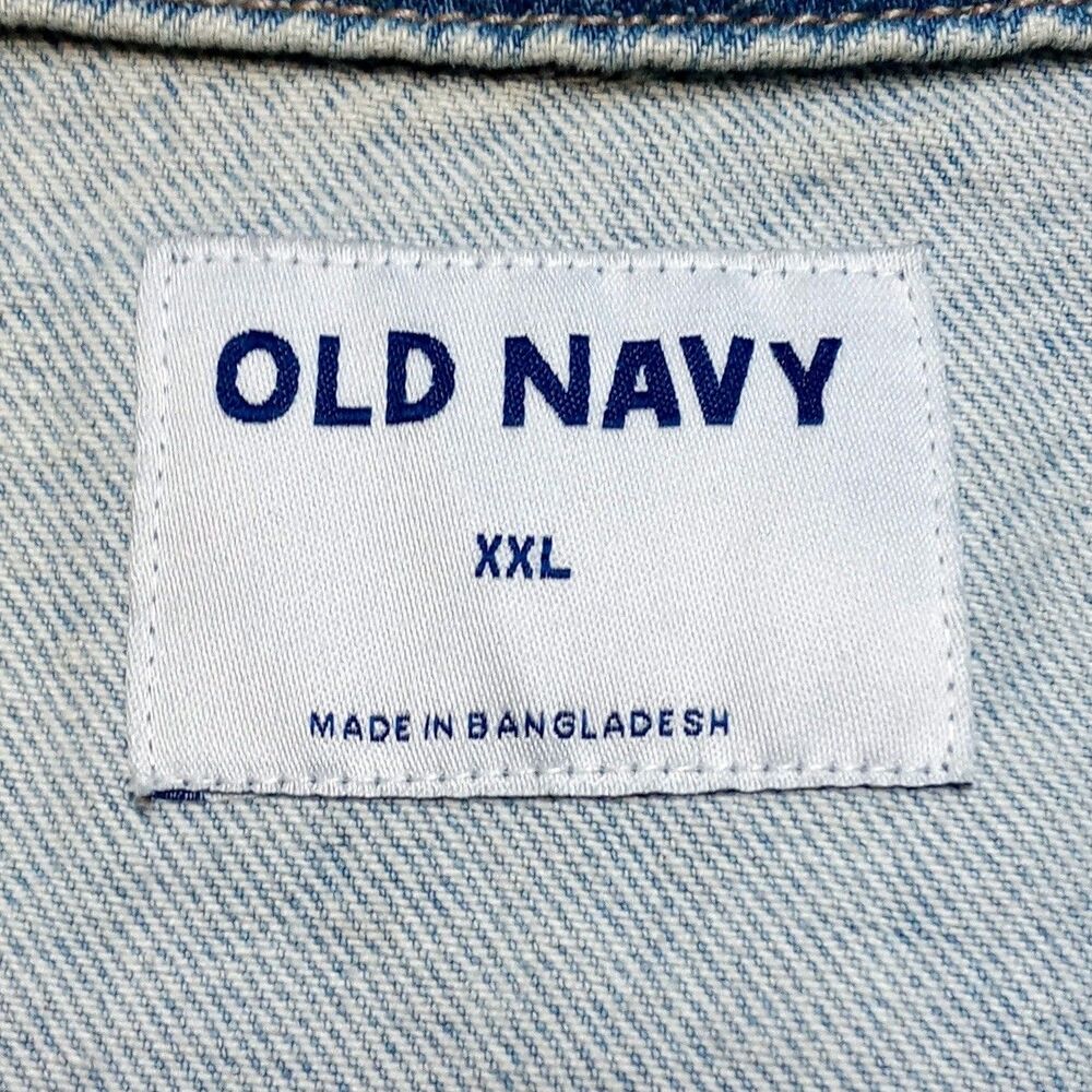 Old Navy Denim Jacket Women XXL Cropped Trucker Biker Grunge Light Wash Jean - Picture 7 of 11